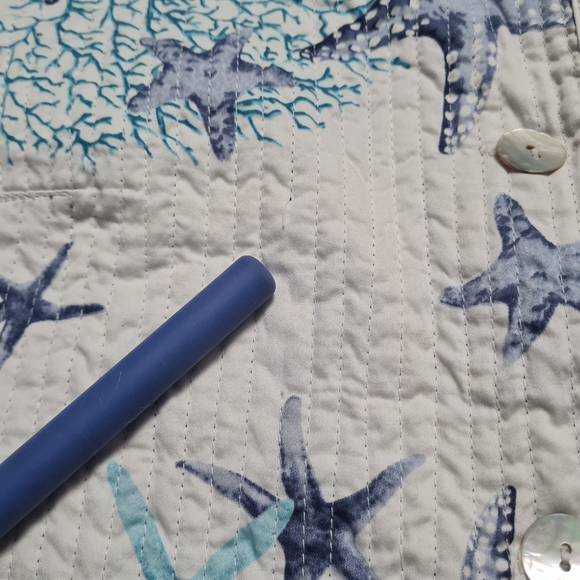 Patty Kim Quilt Jacket Long sleeve Starfish Print Button Front Size S - Picture 16 of 16